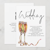 Minimalistische champagneglazen voor een bruiloft kaart (Voorkant / Achterkant)