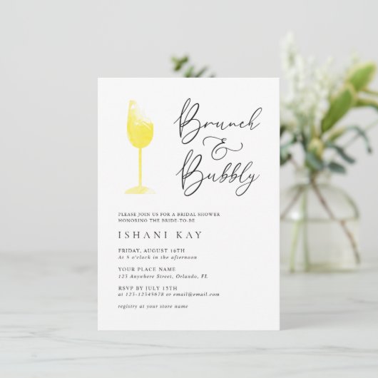 Minimalistische Champange Brunch en bijbelbaar Vri Kaart (Staand voorkant)