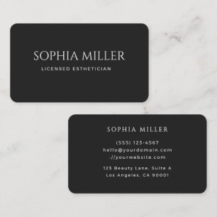 Minimalistische Charcoal Editorial Esthetician Visitekaartje