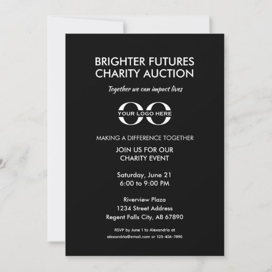 Minimalistische Charity Event Print en Digital Kaart (Voorkant)