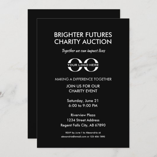 Minimalistische Charity Event Print en Digital Kaart (Voorkant / Achterkant)