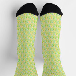 Minimalistische Chartreuse Impressionistische Bloe Sokken