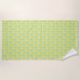Minimalistische Chartreuse Impressionistische Bloe Strandlaken