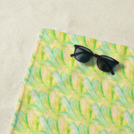 Minimalistische Chartreuse Impressionistische Bloe Strandlaken