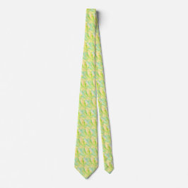 Minimalistische Chartreuse Impressionistische Bloe Stropdas