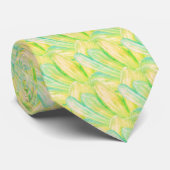 Minimalistische Chartreuse Impressionistische Bloe Stropdas (Opgerold)