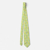 Minimalistische Chartreuse Impressionistische Bloe Stropdas (Achterkant)