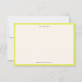 Minimalistische Chartreuse Rand Persoonlijke Naam Bedankkaart (Voorkant)