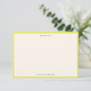 Minimalistische Chartreuse Rand Persoonlijke Naam Bedankkaart