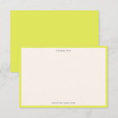 Minimalistische Chartreuse Rand Persoonlijke Naam Bedankkaart (Voorkant / Achterkant)