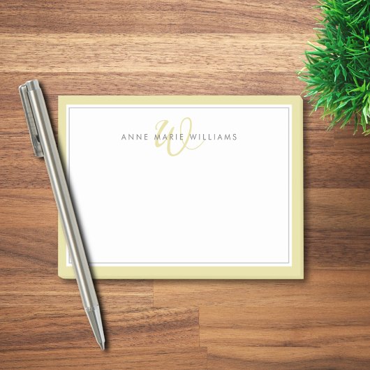 Minimalistische Chartreuse Script Tweegrens Monogr Post-it® Notes