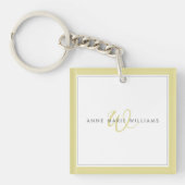 Minimalistische Chartreuse Script Tweegrens Monogr Sleutelhanger (Voorkant)