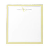 Minimalistische Chartreuse Twee Rand Monogram Notitieblok (Voorkant)