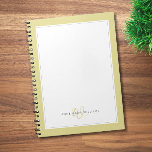 Minimalistische Chartreuse Twee Rand Monogram Notitieboek