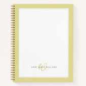 Minimalistische Chartreuse Twee Rand Monogram  Notitieboek (Voorkant)