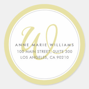 Minimalistische Chartreuse Twee Rand Monogram Ronde Sticker