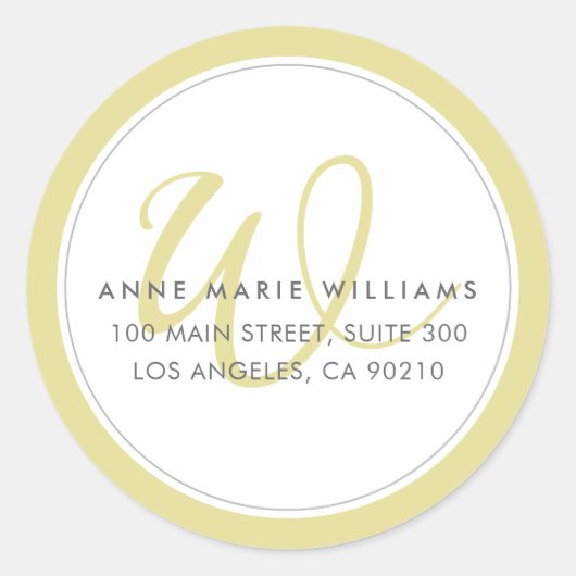 Minimalistische Chartreuse Twee Rand Monogram Ronde Sticker (Voorkant)
