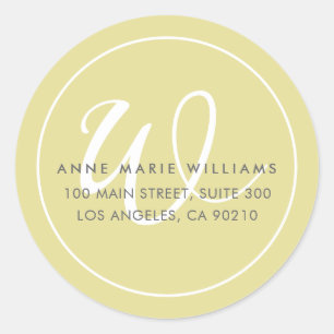 Minimalistische Chartreuse Witte Script Rand Monog Ronde Sticker
