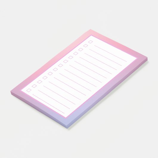 Minimalistische checklist voor roze gradiënt post-it® notes (Schuin)