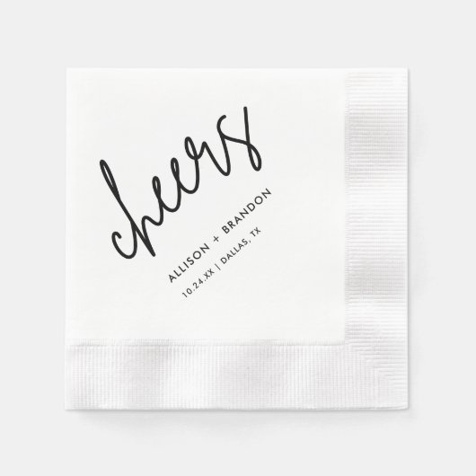 Minimalistische Cheers Bruiloft Feest Servetten (Voorkant)