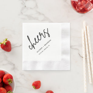 Minimalistische Cheers Wedding Party Napkins Servet