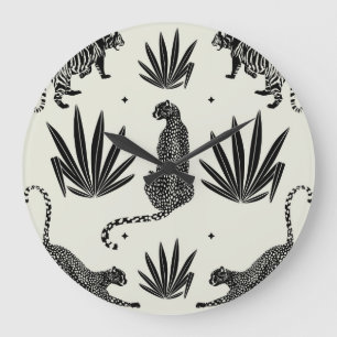Minimalistische cheetah illustratie grote klok