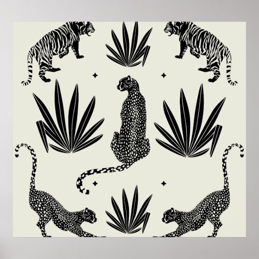 Minimalistische cheetah illustratie  poster (Voorkant)