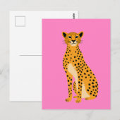 Minimalistische cheetah op roze briefkaart (Voorkant / Achterkant)