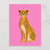 Minimalistische cheetah op roze briefkaart (Voorkant)