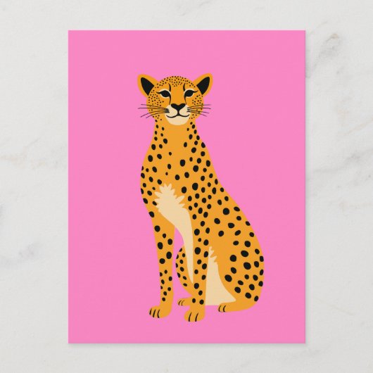 Minimalistische cheetah op roze briefkaart (Voorkant)