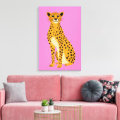 Minimalistische cheetah op roze canvas afdruk (Insitu (Woonkamer))
