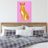 Minimalistische cheetah op roze canvas afdruk (Insitu (Slaapkamer))