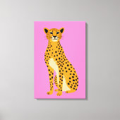 Minimalistische cheetah op roze canvas afdruk (Voorkant)