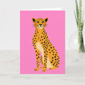 Minimalistische cheetah op roze kaart (Voorkant)