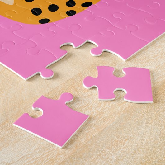 Minimalistische cheetah op roze legpuzzel (Zijkant)