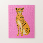 Minimalistische cheetah op roze legpuzzel (Verticaal)