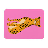 Minimalistische cheetah op roze magneet (Horizontaal)