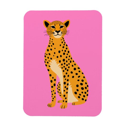 Minimalistische cheetah op roze magneet (Verticaal)