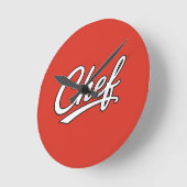 Minimalistische chef script typografie ontwerp ronde klok (Hoek)