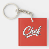 Minimalistische chef script typografie ontwerp sleutelhanger (voorkant)