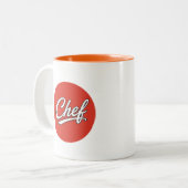 Minimalistische chef script typografie ontwerp tweekleurige koffiemok (Voorkant links)