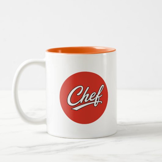 Minimalistische chef script typografie ontwerp tweekleurige koffiemok (Links)