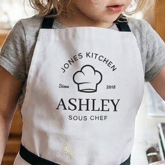 Minimalistische chefshoofdkeukenlogo met klassieke schort