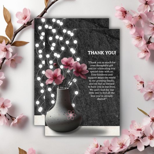 Minimalistische Cherry Blossom Flowers Baby shower Bedankkaart
