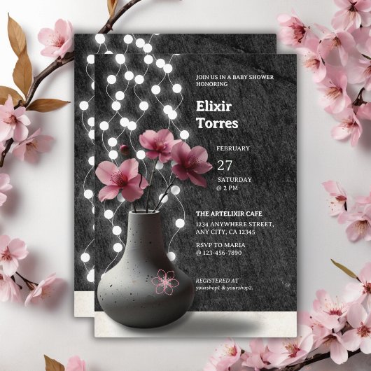 Minimalistische Cherry Blossom Flowers Baby shower Kaart