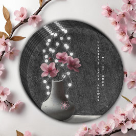 Minimalistische Cherry Blossom Flowers Baby shower Papieren Bordje