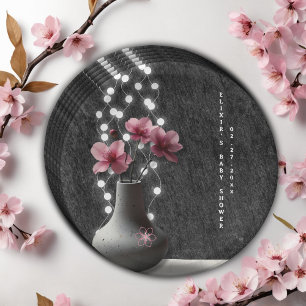 Minimalistische Cherry Blossom Flowers Baby shower Papieren Bordje