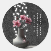 Minimalistische Cherry Blossom Flowers Baby shower Ronde Sticker (Voorkant)