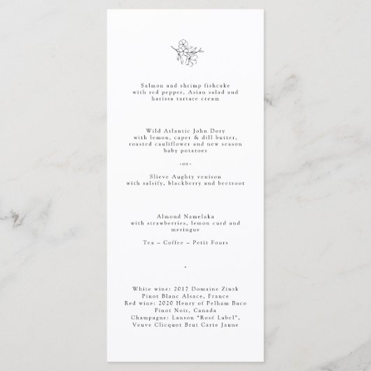 Minimalistische Cherry Blossom Monogram bruiloft Menu (Achterkant)