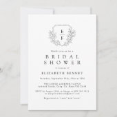 Minimalistische Cherry Blossom Monogram Crest Brid Kaart (Voorkant)